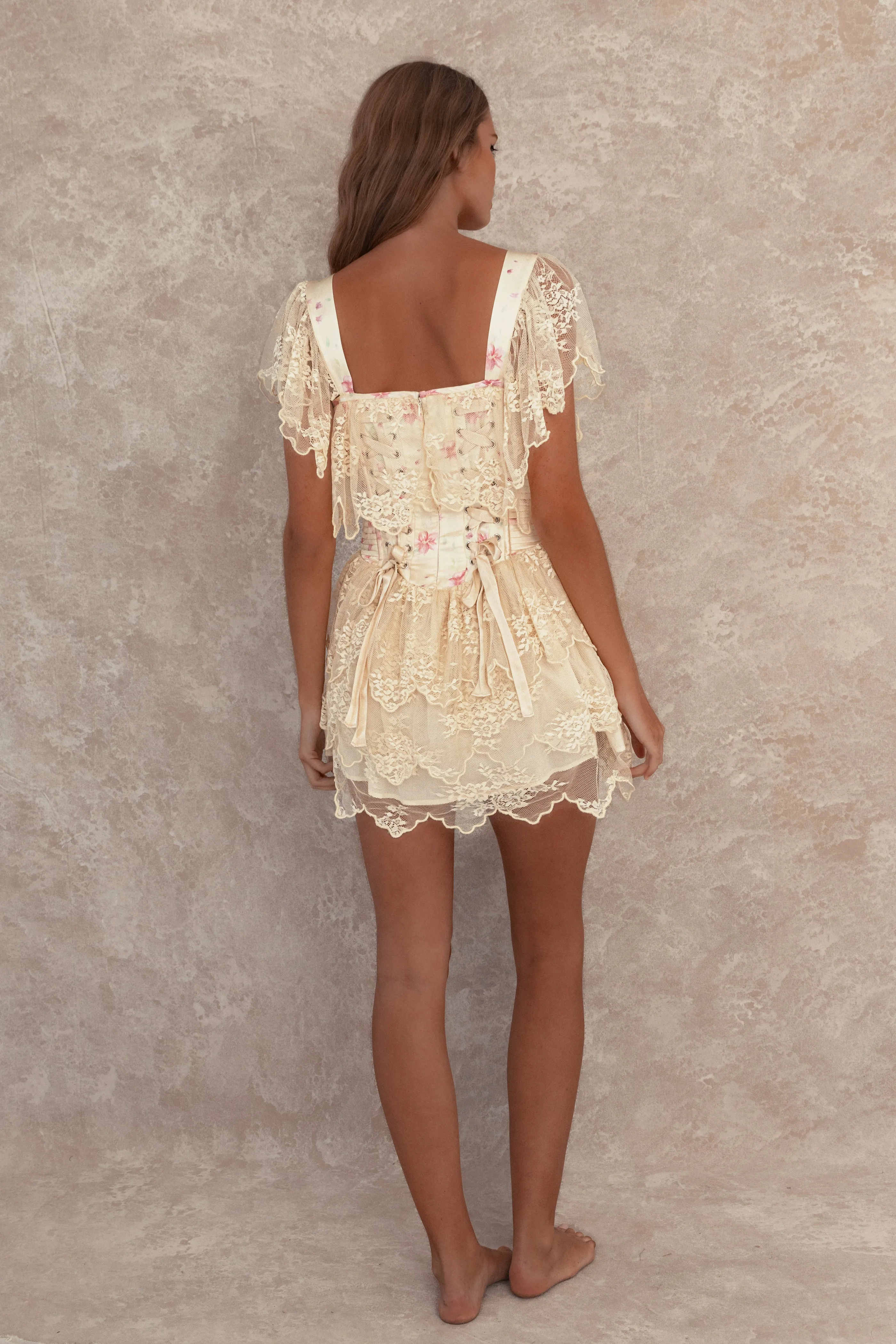 Lady Marmalade Corset Mini Dress - Lemon Shortcake