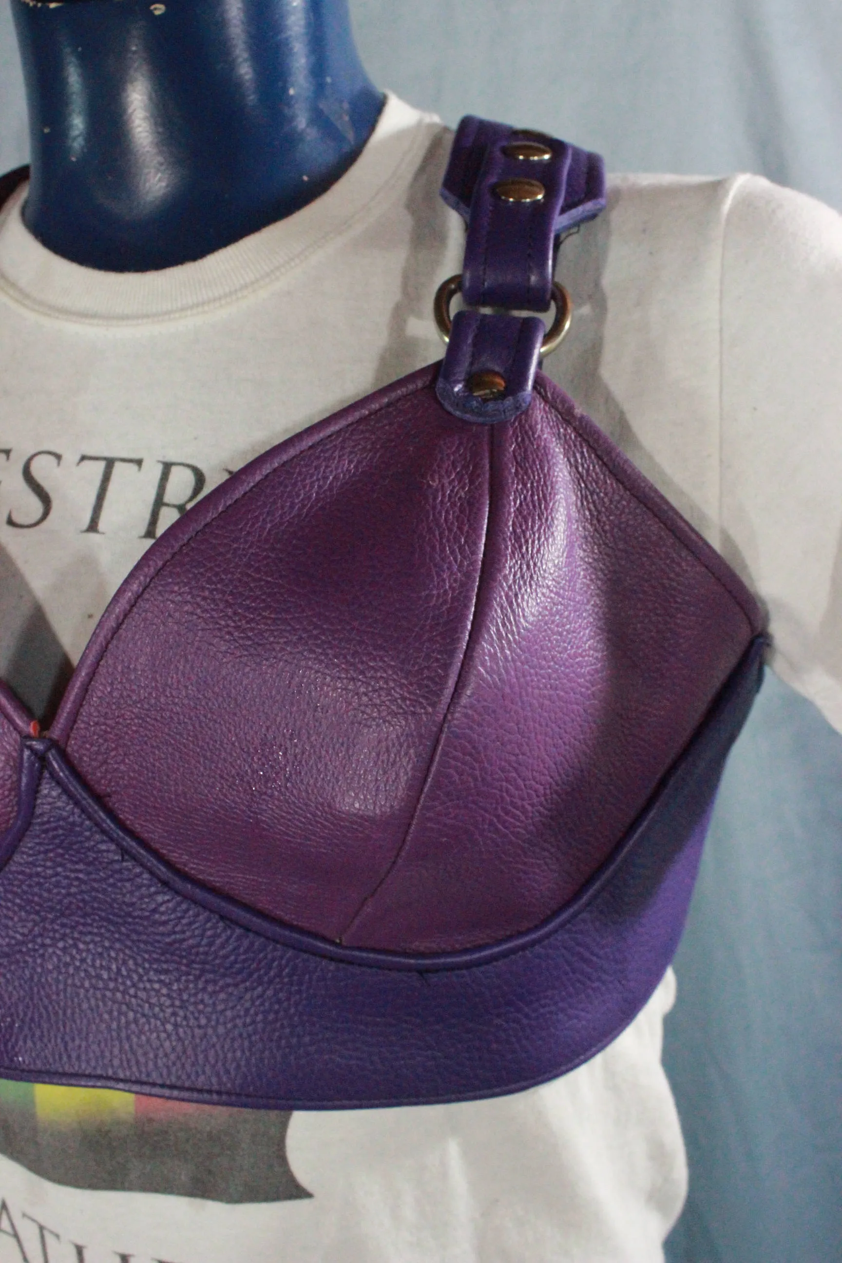 Leather Bra - Purple