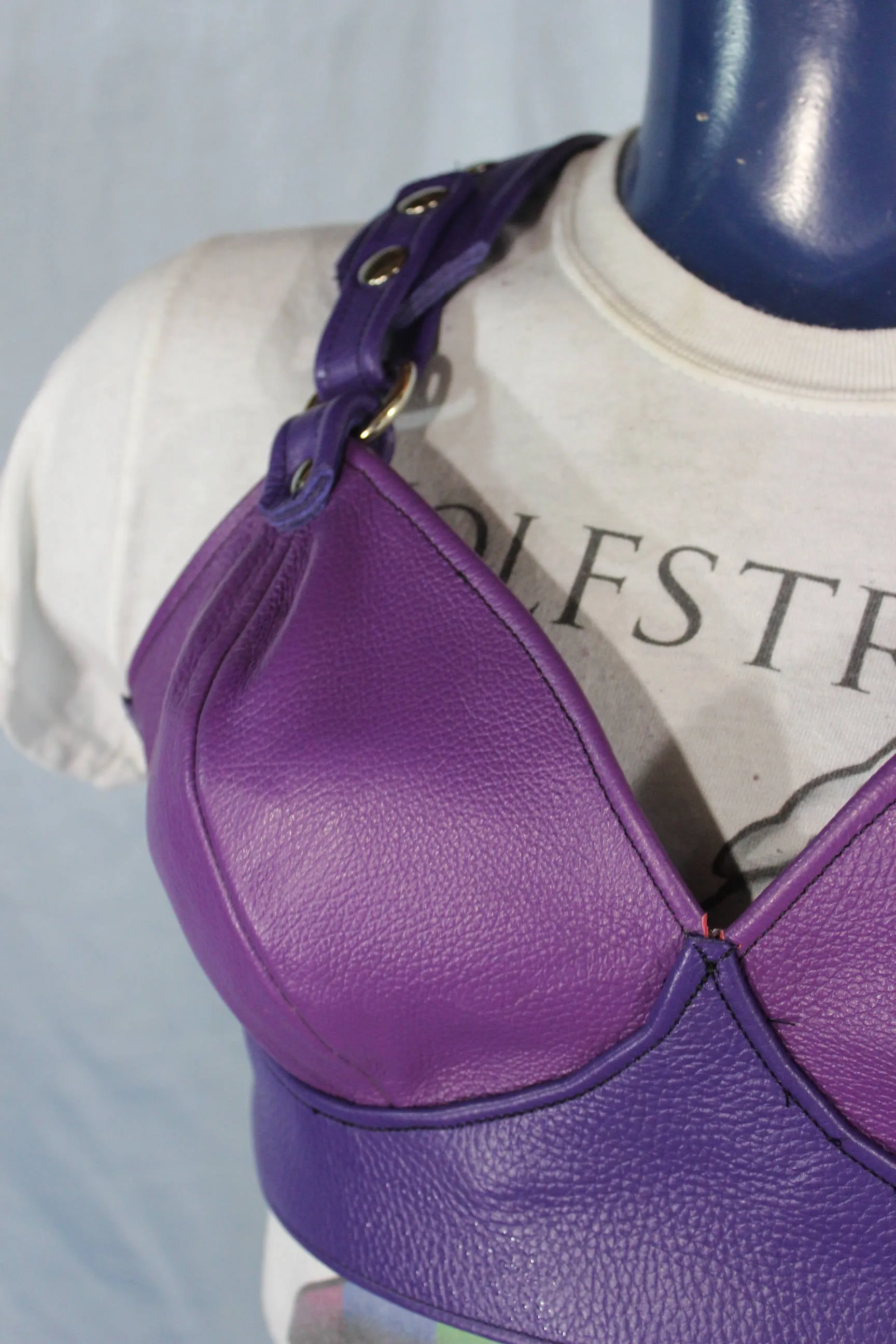 Leather Bra - Purple