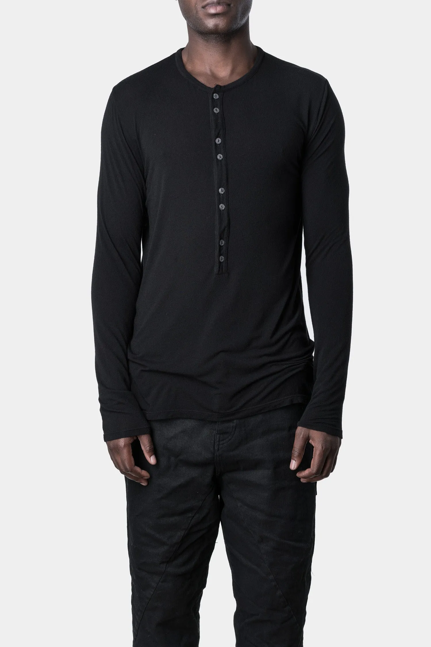 Lightweight cotton long sleeve Henley T-Shirt