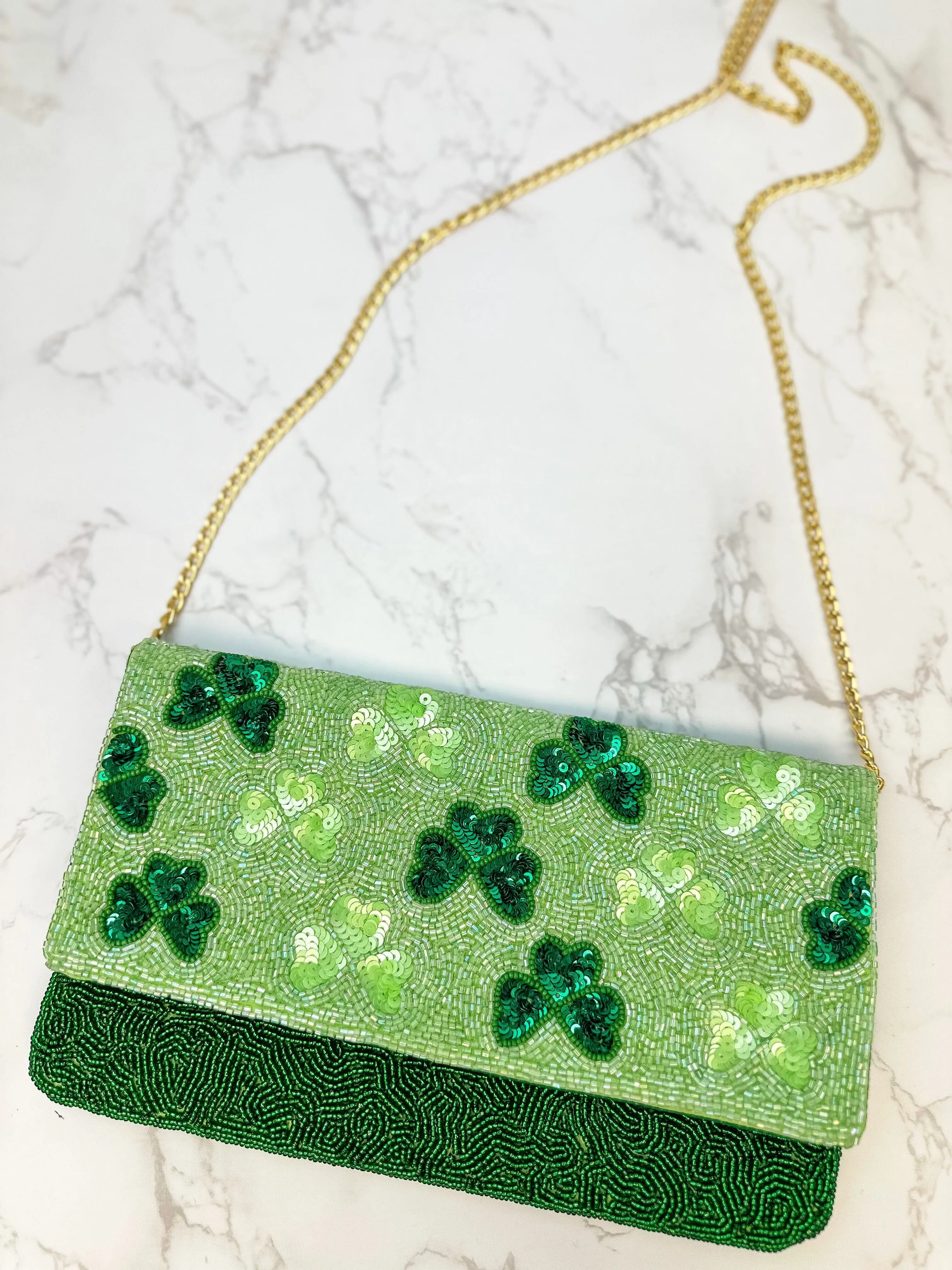 Lucky Clover Sequin Clutch