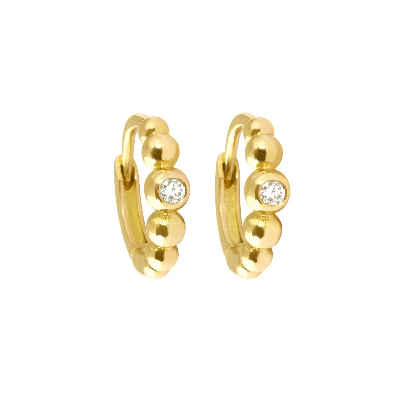 Lucky diamond hoops, Yellow Gold