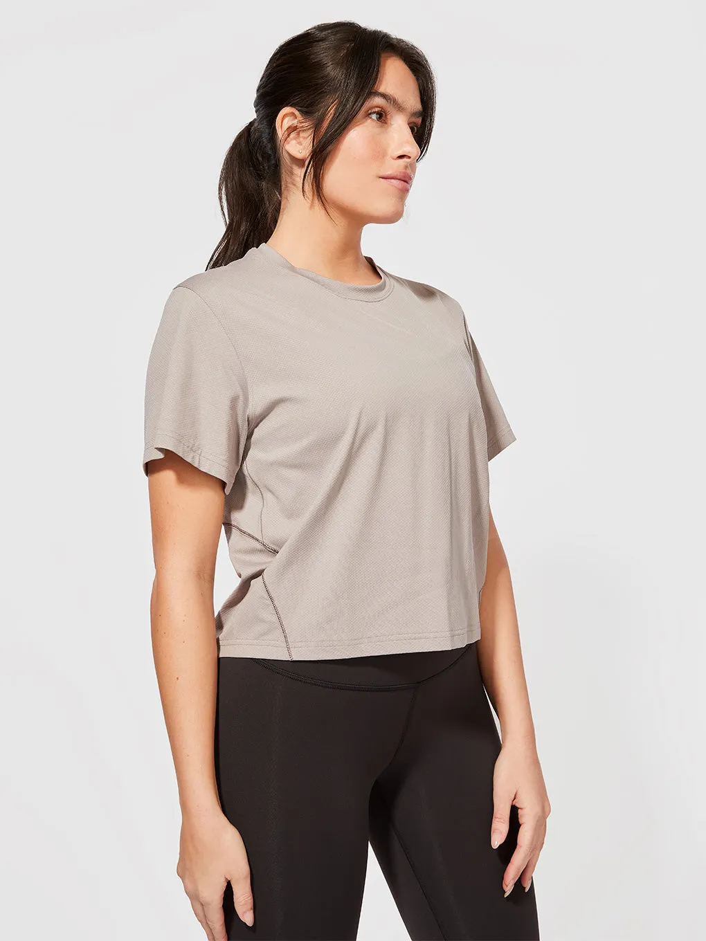 LULULEMON X BARRY'S MAUVE GREY VENTILATED OPEN-BACK TEE