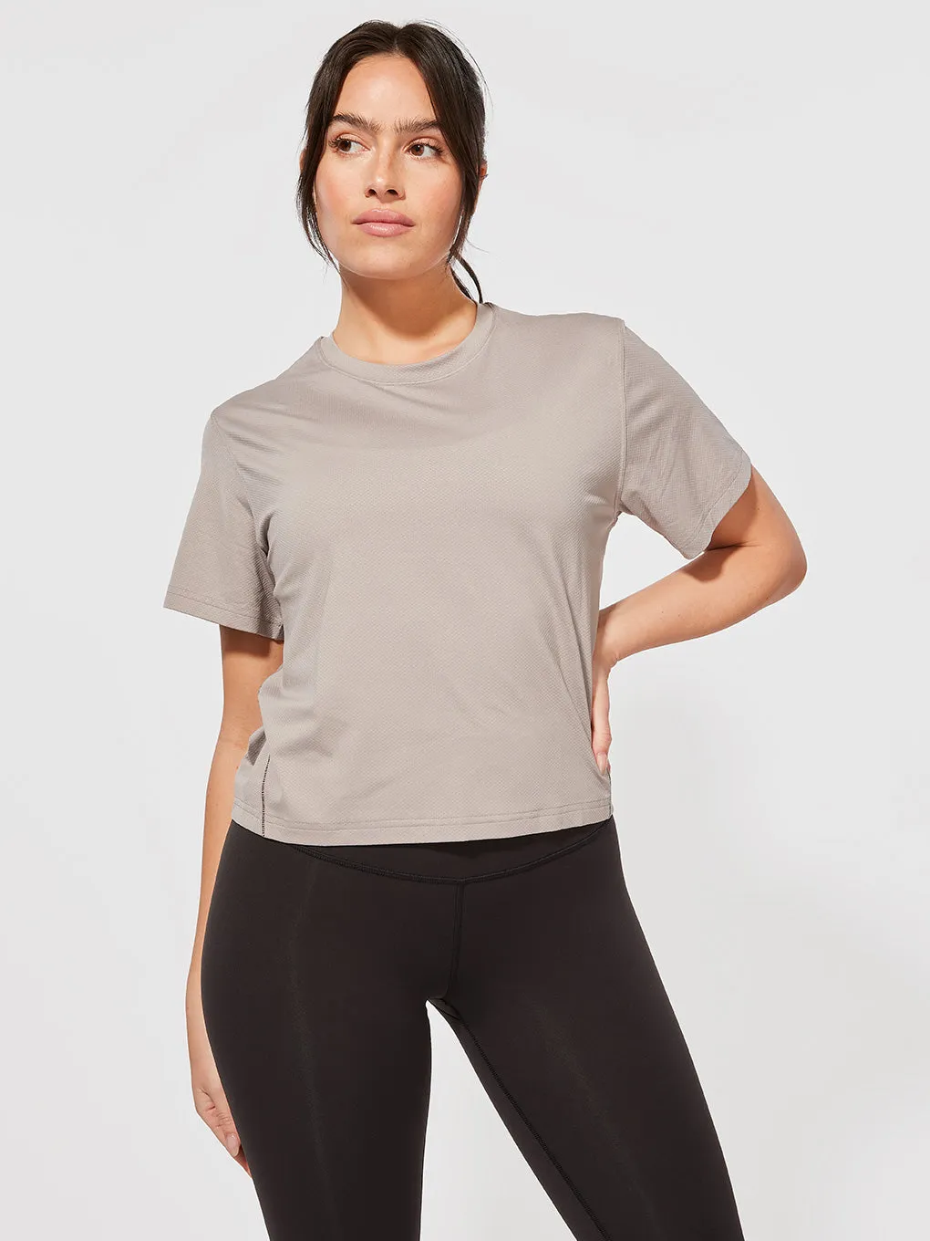 LULULEMON X BARRY'S MAUVE GREY VENTILATED OPEN-BACK TEE