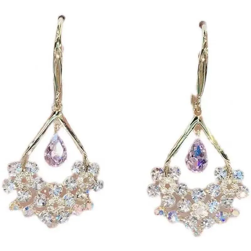 Luxury Water Drop Flower Amethyst Zircon Earrings