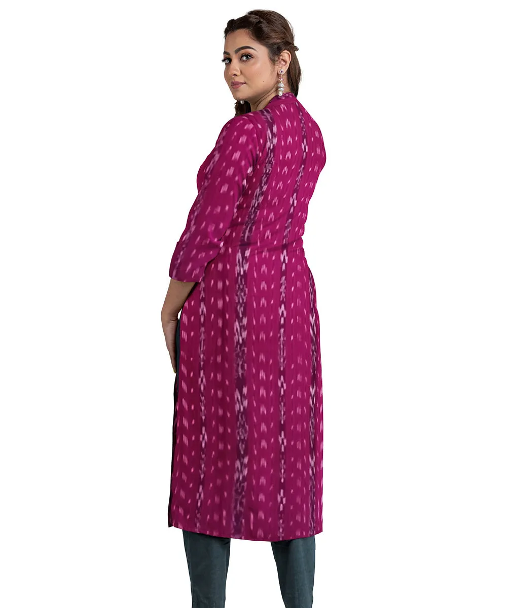 Magenta black handwoven cotton nuapatna dress material