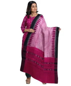 Magenta black handwoven cotton nuapatna dress material