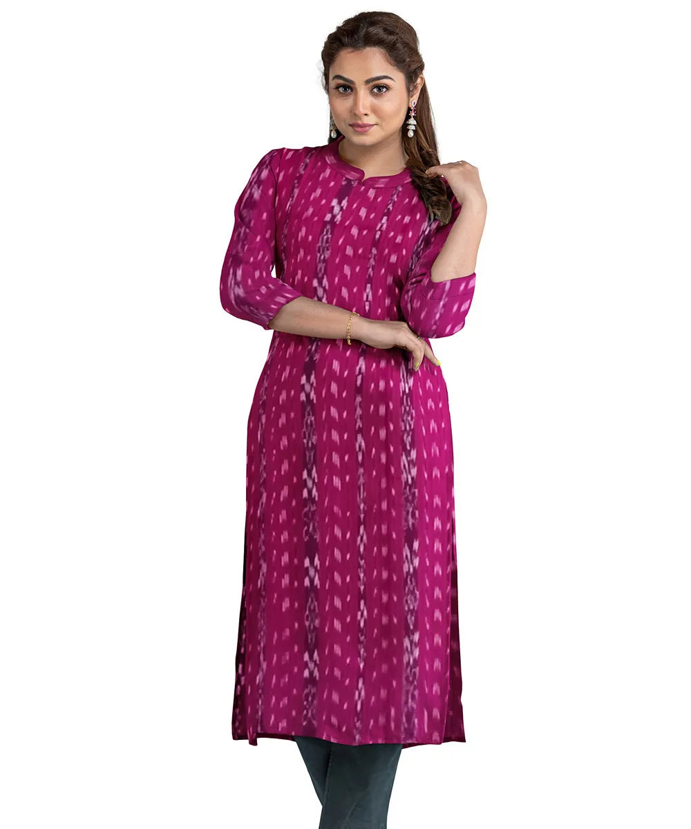 Magenta black handwoven cotton nuapatna dress material