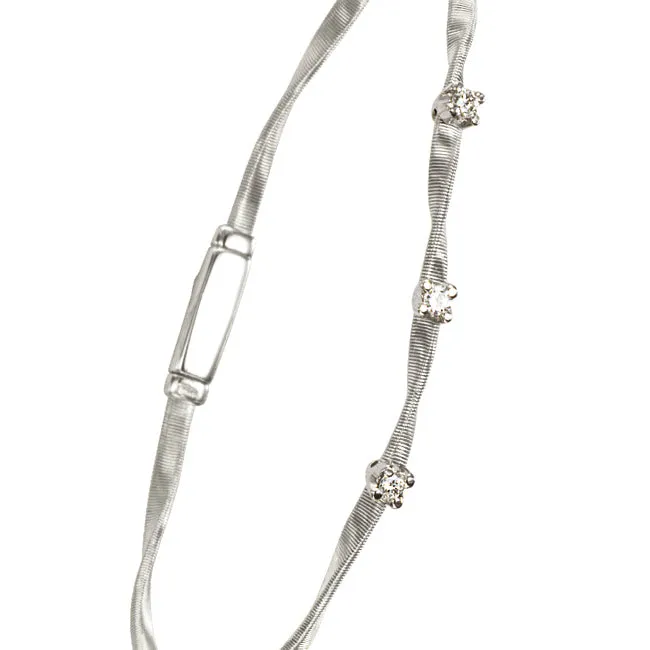 Marco Bicego Marrakech Three Diamond Single Strand Bracelet White Gold BG337 B W