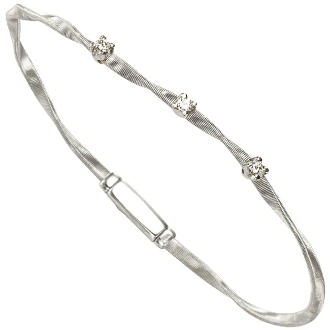 Marco Bicego Marrakech Three Diamond Single Strand Bracelet White Gold BG337 B W