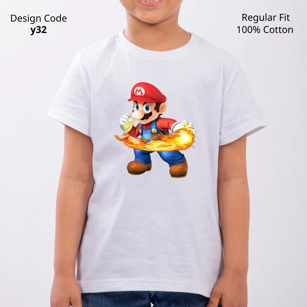 Mario Fire-Ball T-shirt ( Design Y32 )