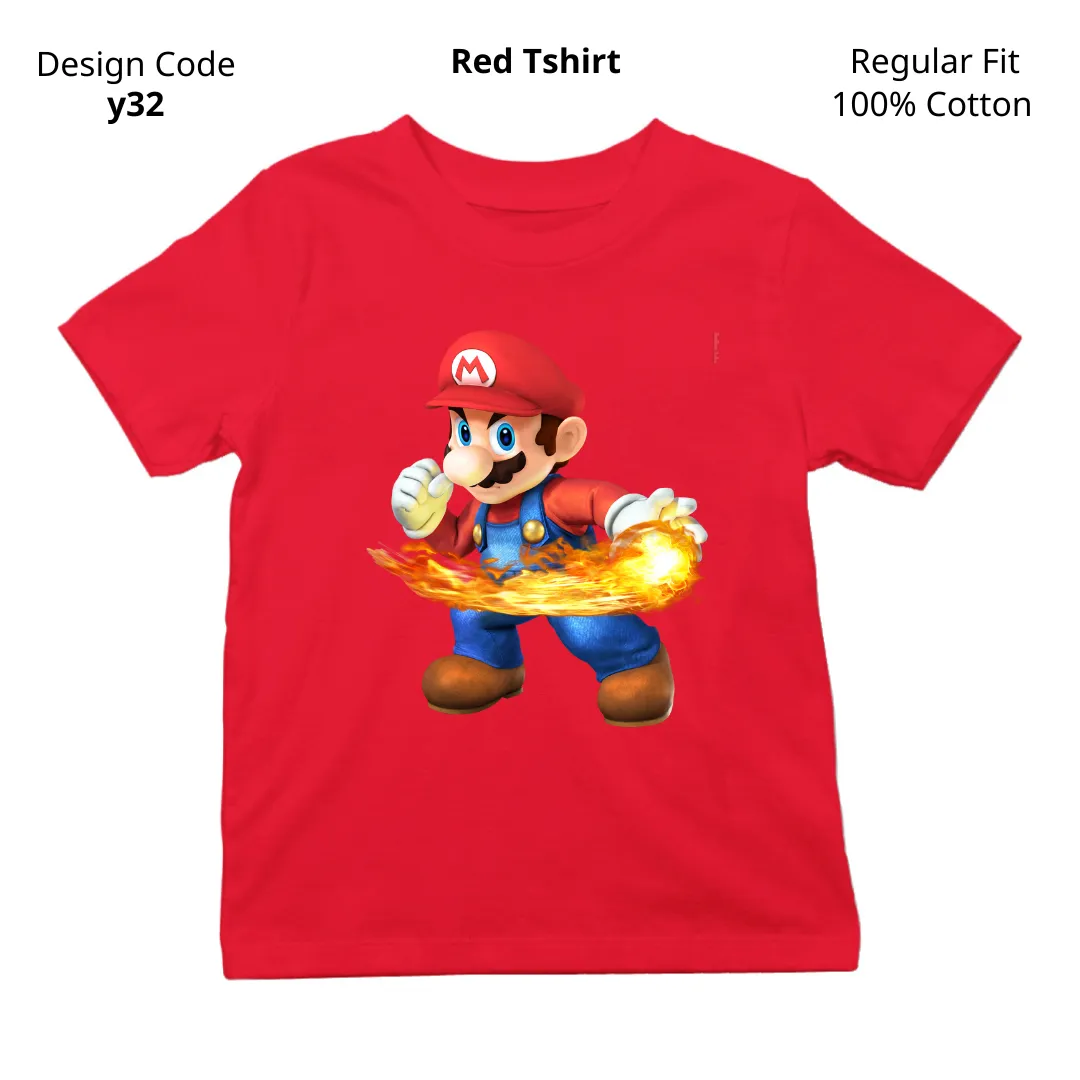 Mario Fire-Ball T-shirt ( Design Y32 )