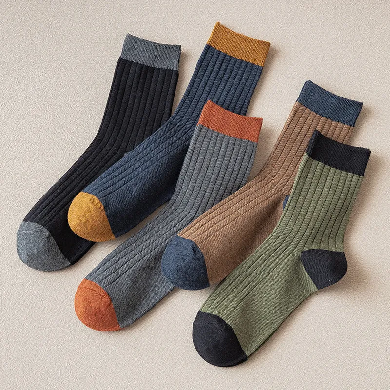 Men's Socks Autumn and Winter Cotton Color Matching Basic All-Matching Tube Socks