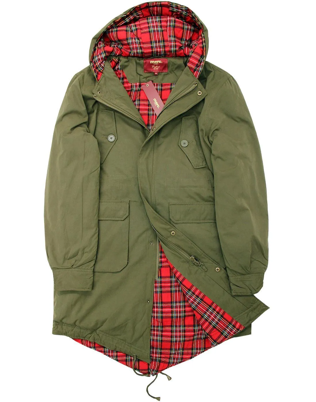 Merc London Tobias Fishtail Parka Army Green