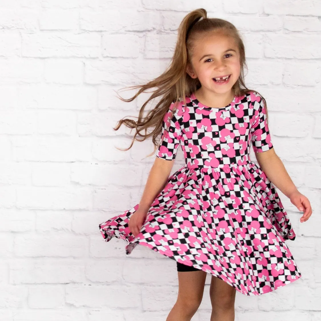 MID SLEEVE TWIRL DRESS- Millie Magic