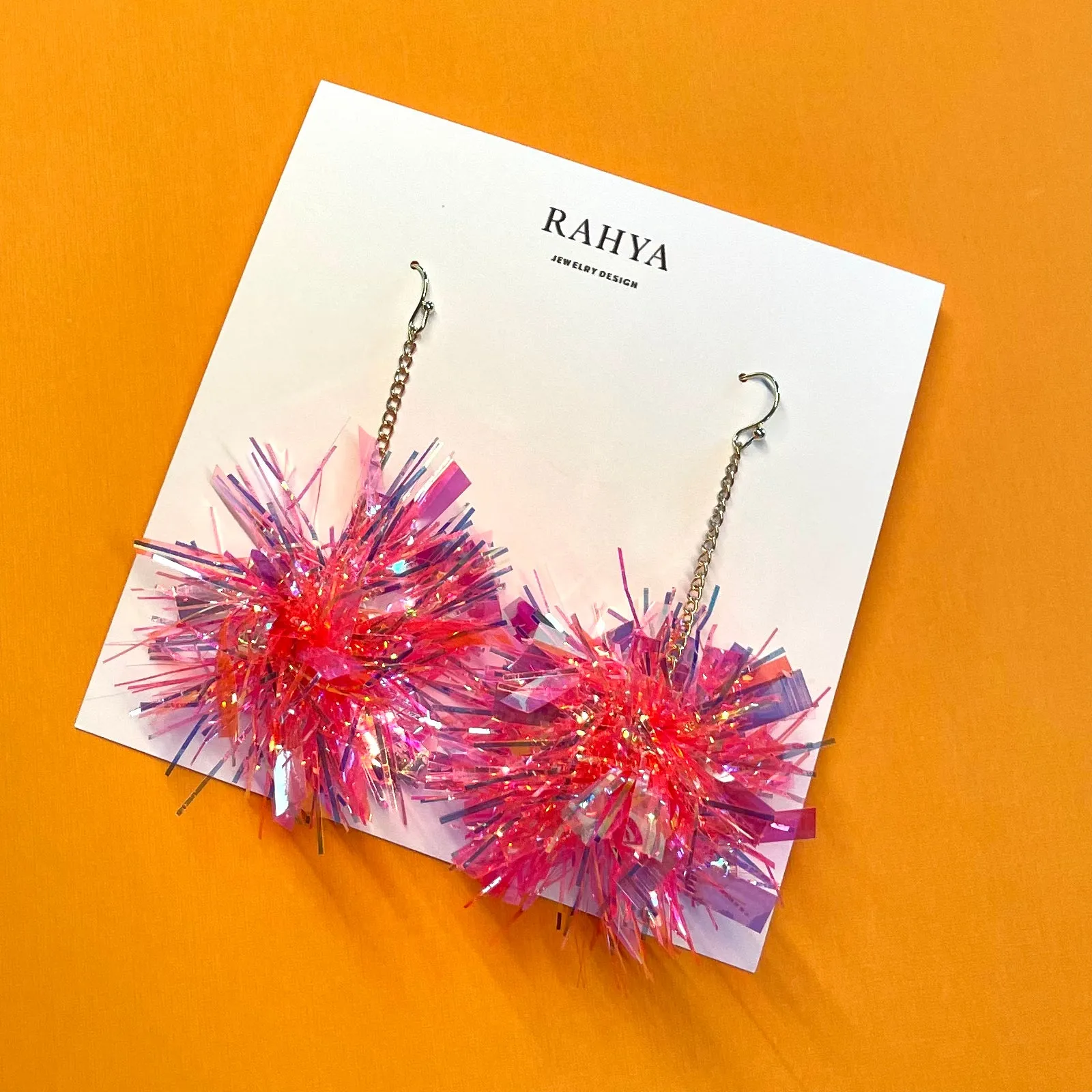 Mini Salmon Pink Pom Pom Earrings