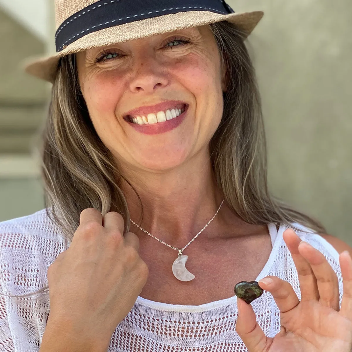 Moon Necklace with Crystal - Lunar Energy for Healing