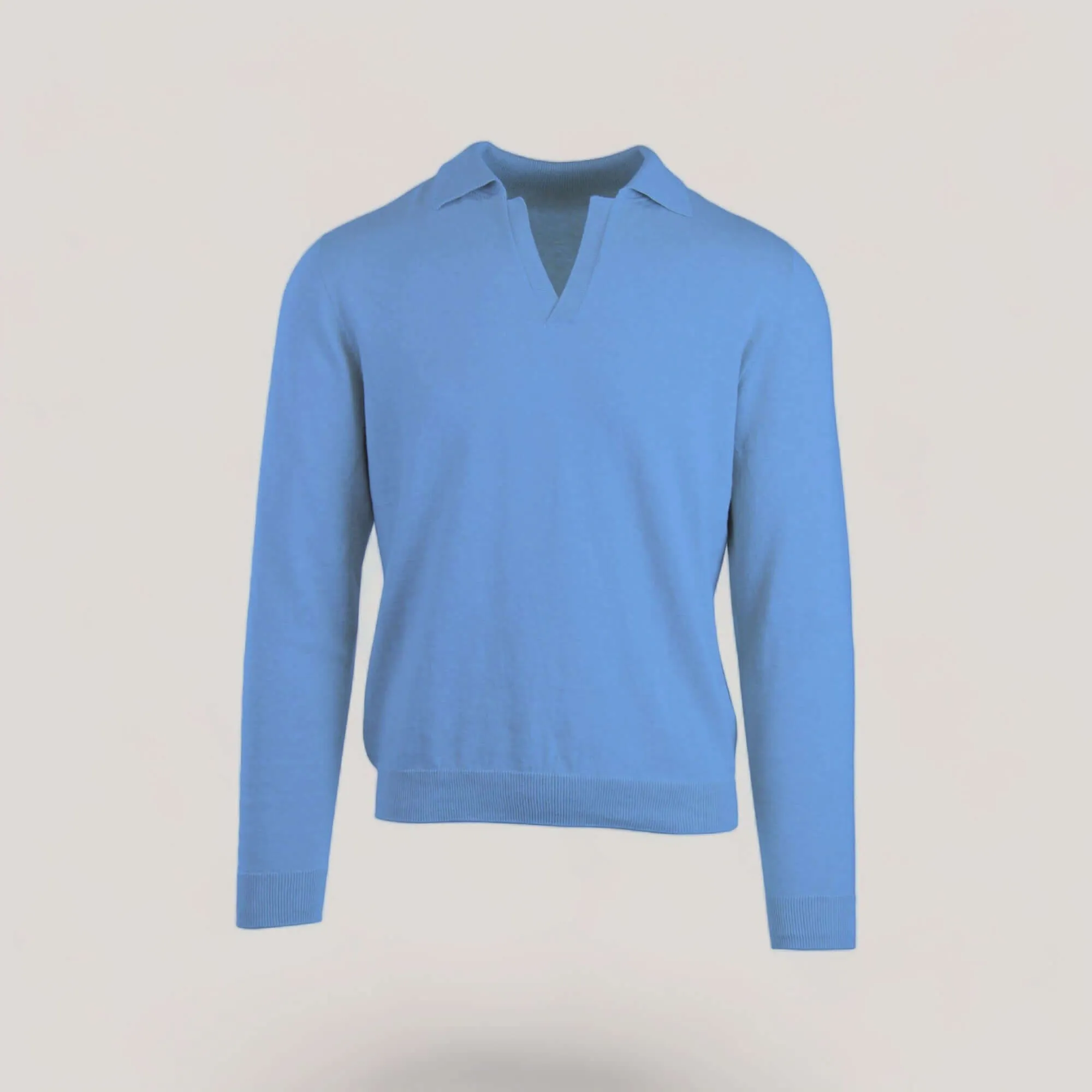 NEIL | Egyptian Cotton Long Sleeve Open Polo