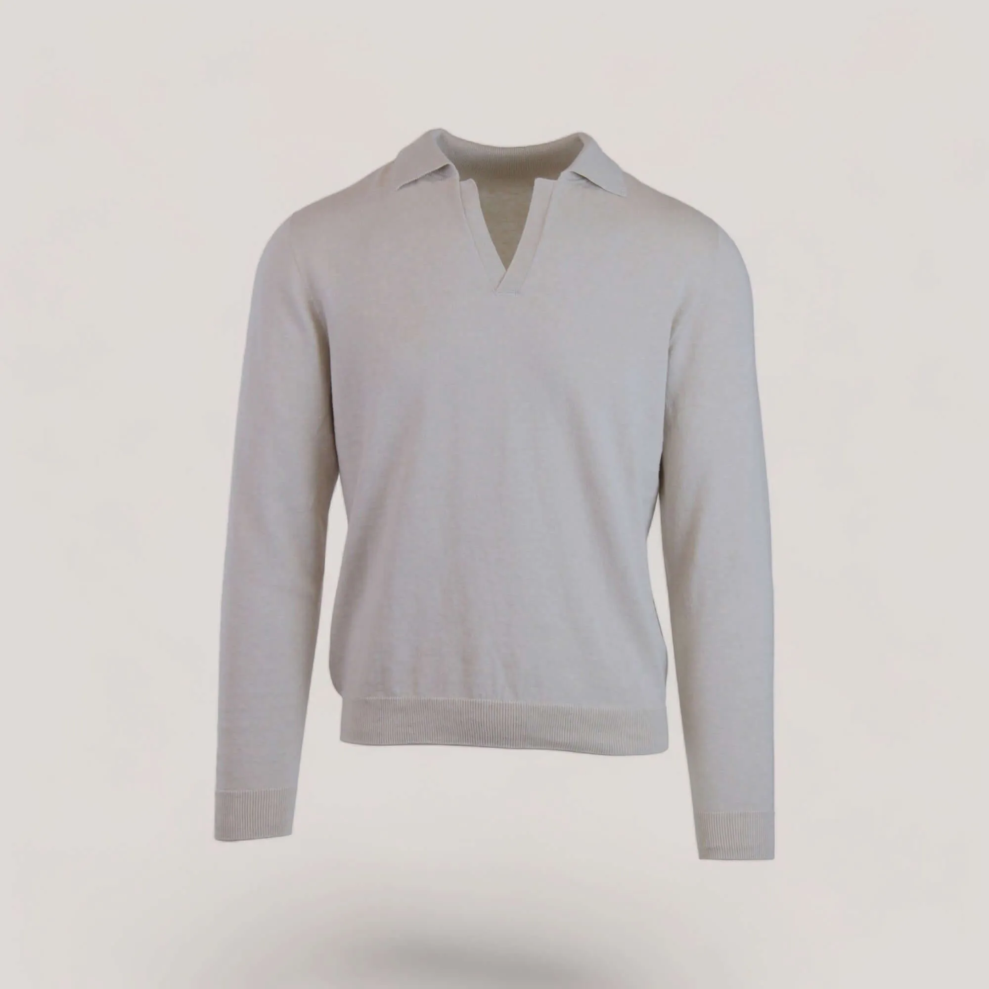 NEIL | Egyptian Cotton Long Sleeve Open Polo