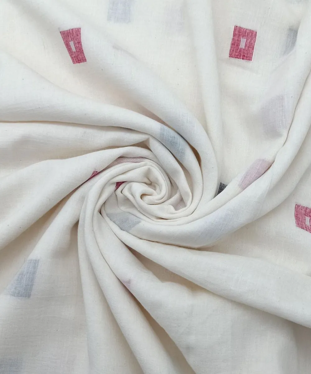 Offwhite buti handwoven cotton jamdani fabric