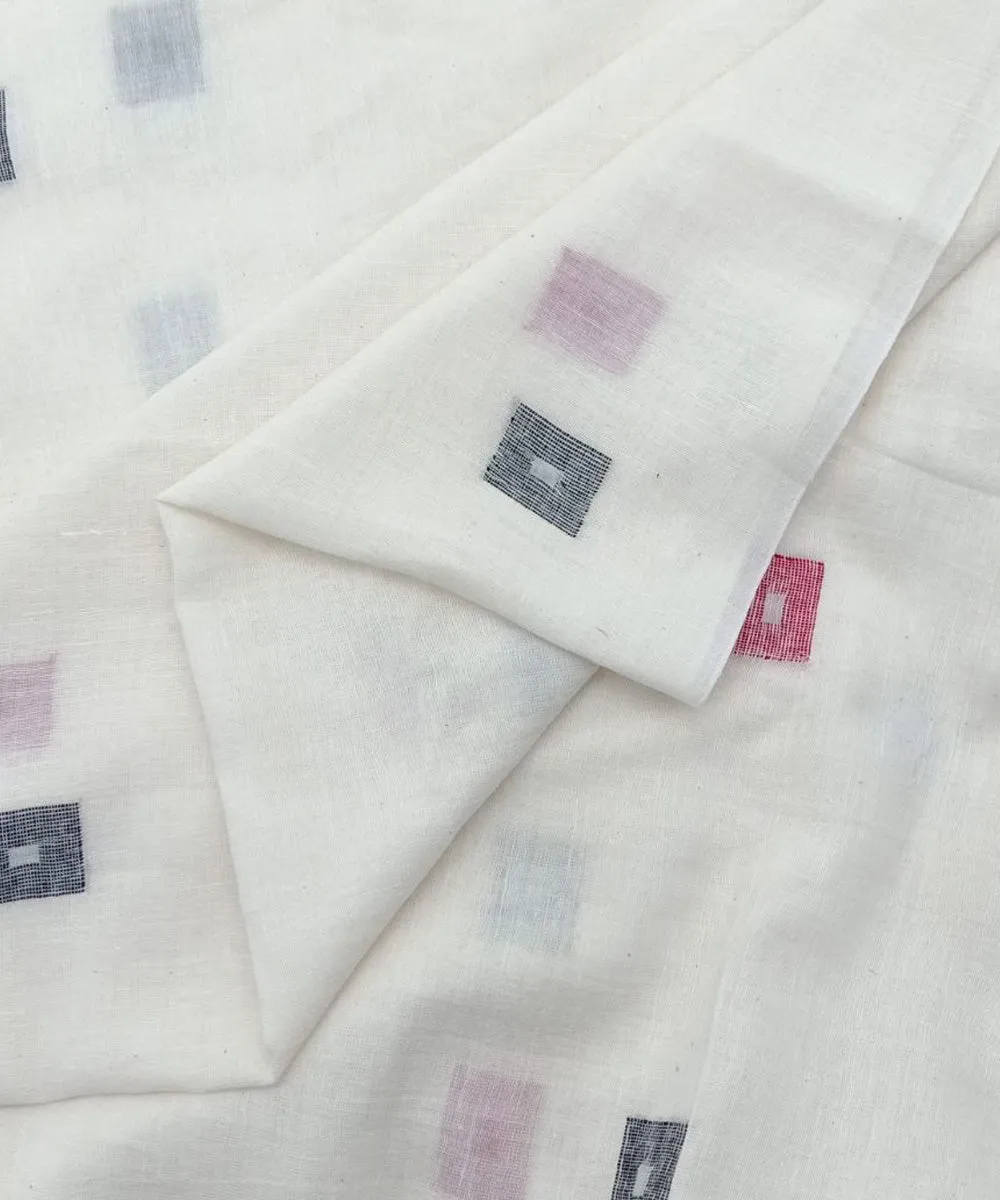 Offwhite buti handwoven cotton jamdani fabric