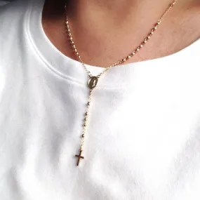 Our Lady of Guadalupe Cross Rosary Necklace 18K Gold Plated