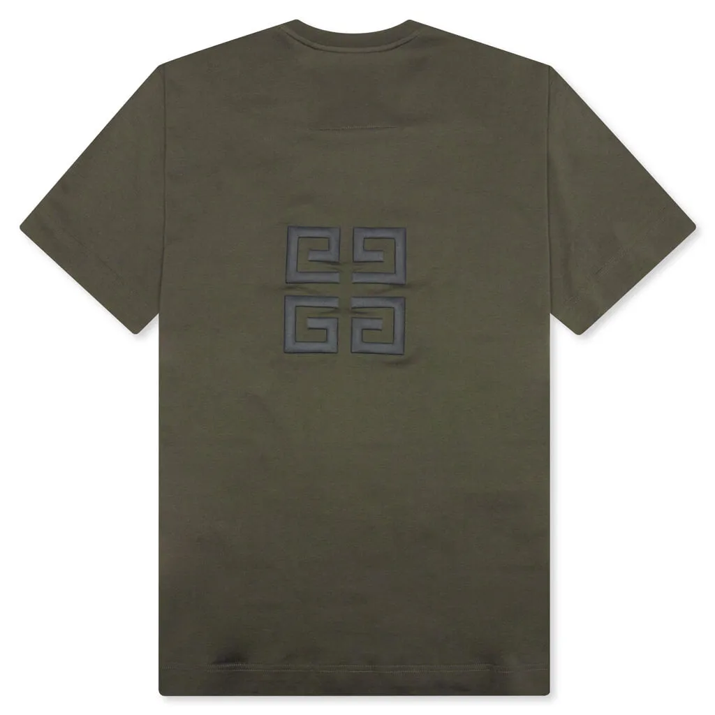 Oversized Fit Givenchy Embroidery T-Shirt - Greyish Green