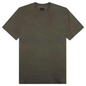 Oversized Fit Givenchy Embroidery T-Shirt - Greyish Green