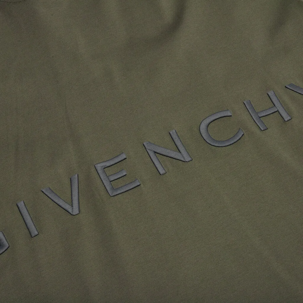 Oversized Fit Givenchy Embroidery T-Shirt - Greyish Green