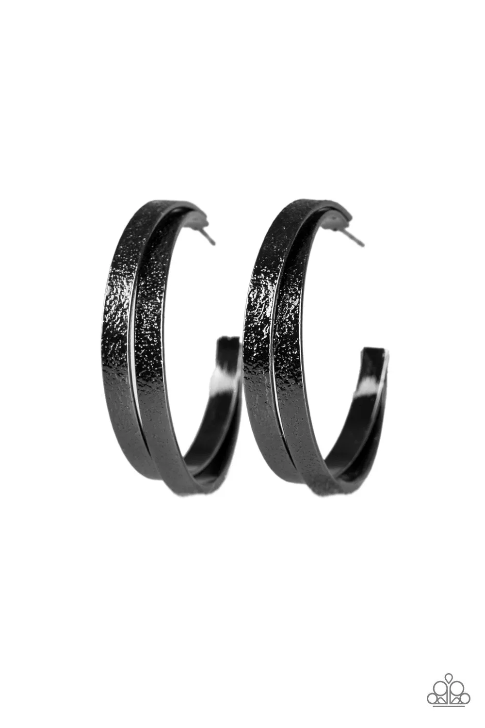 Paparazzi High-Class Shine Black Hoop Earrings