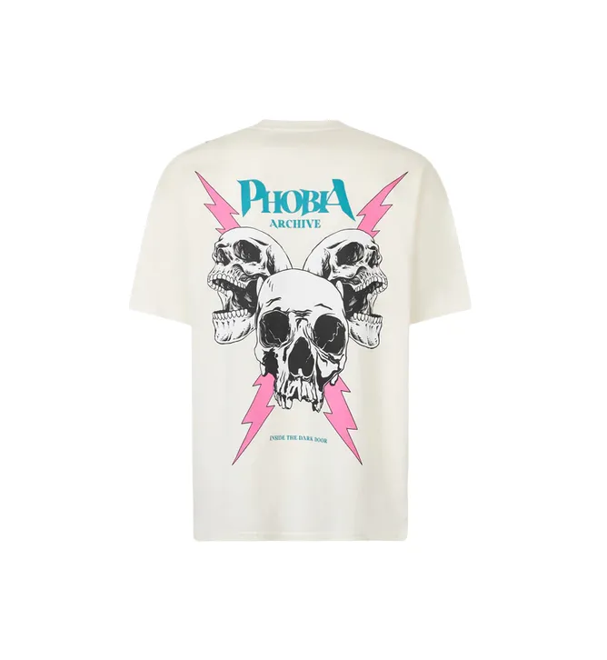 Phobia men's short sleeve t-shirt Screaming Skulls PH00652 white-pink