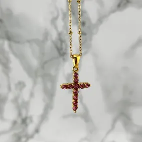 Pink Cross Necklace