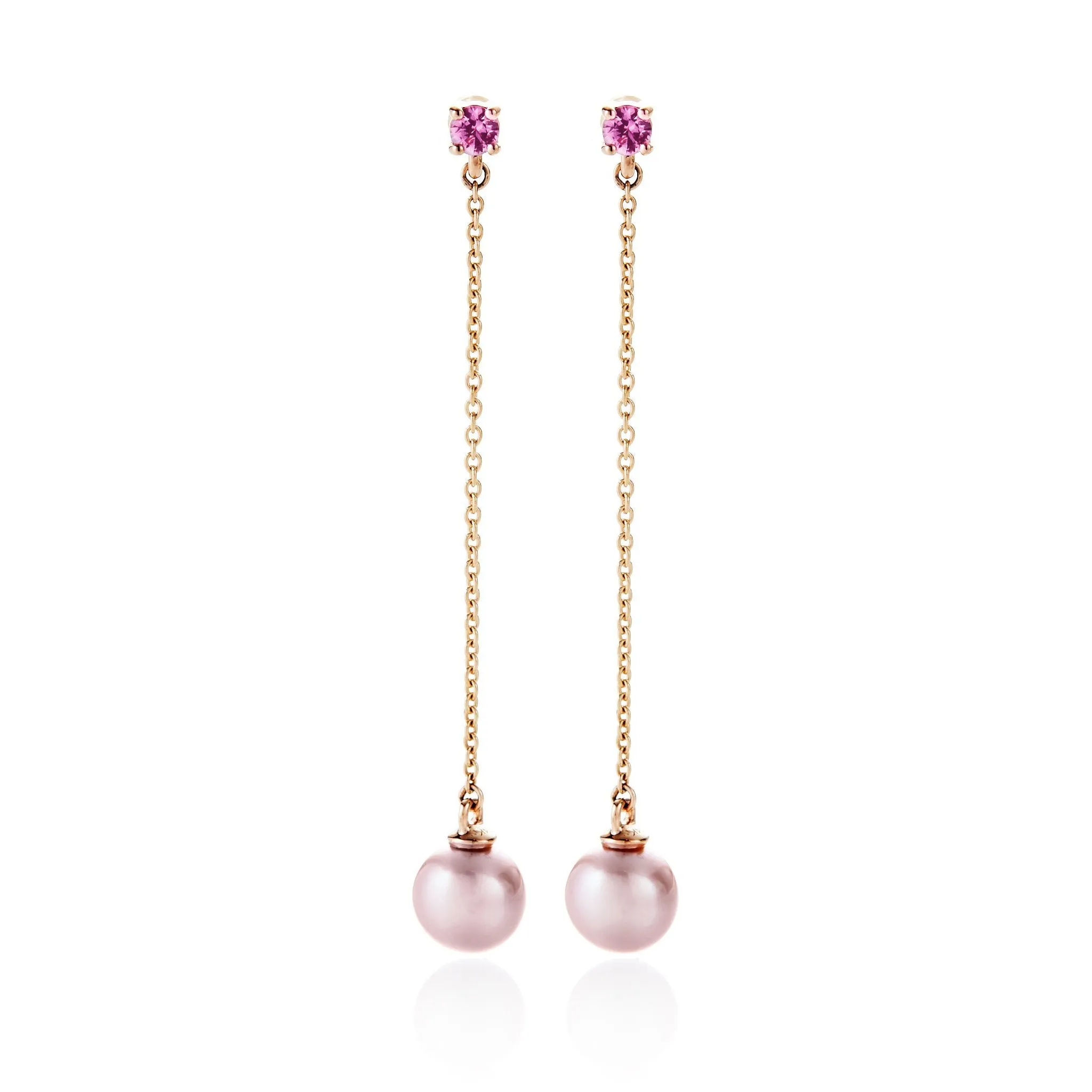 Pink Pearl & Pink Sapphire Drop Earrings