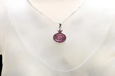 Pink Pomegranate Pendant in Crystal Gemstone Silver 925