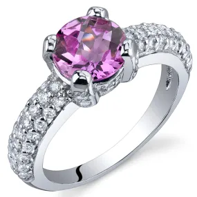 Pink Sapphire Round Cut Sterling Silver Ring Size 5