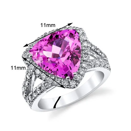 Pink Sapphire Trillion Sterling Silver Ring Size 6