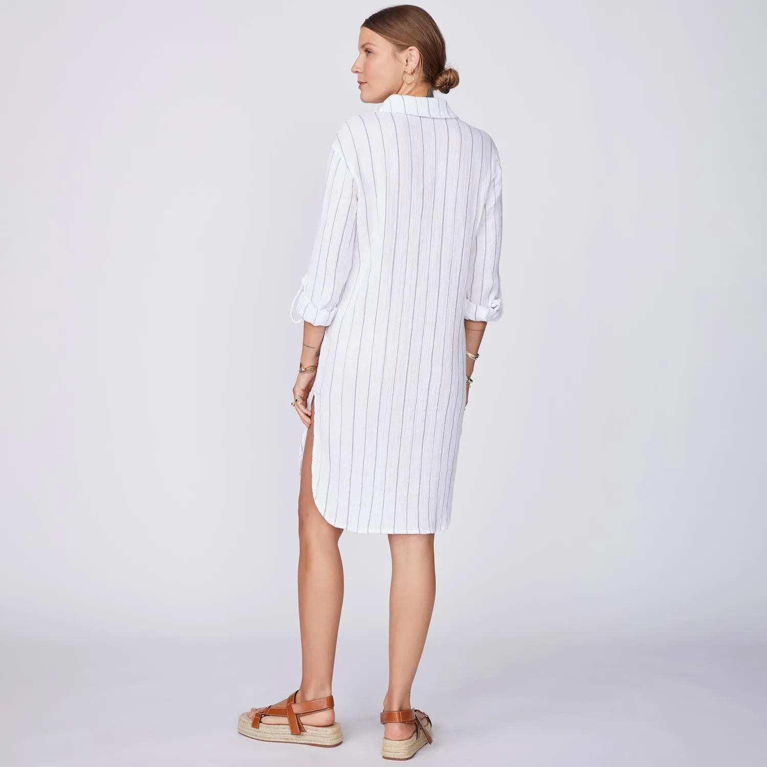 Pinstripe Gauze Shirt Dress