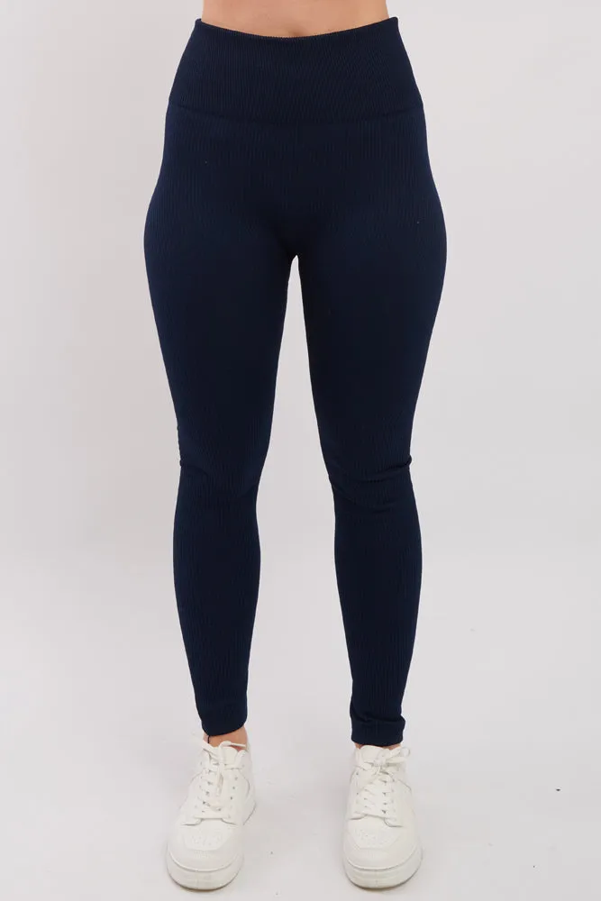 Plain Ribbed Elasticated Waistband Legging