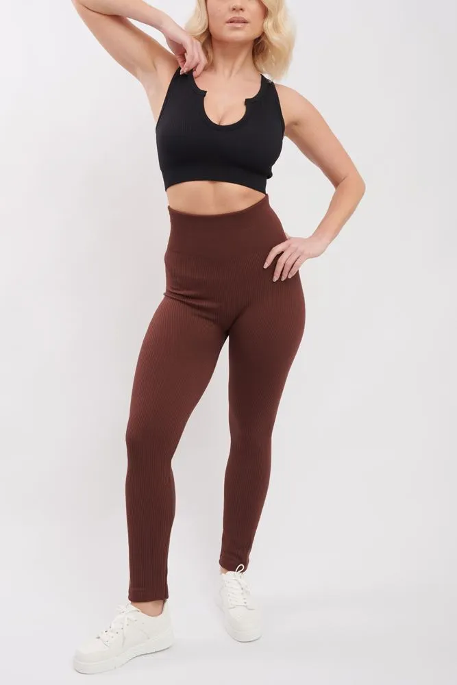 Plain Ribbed Elasticated Waistband Legging