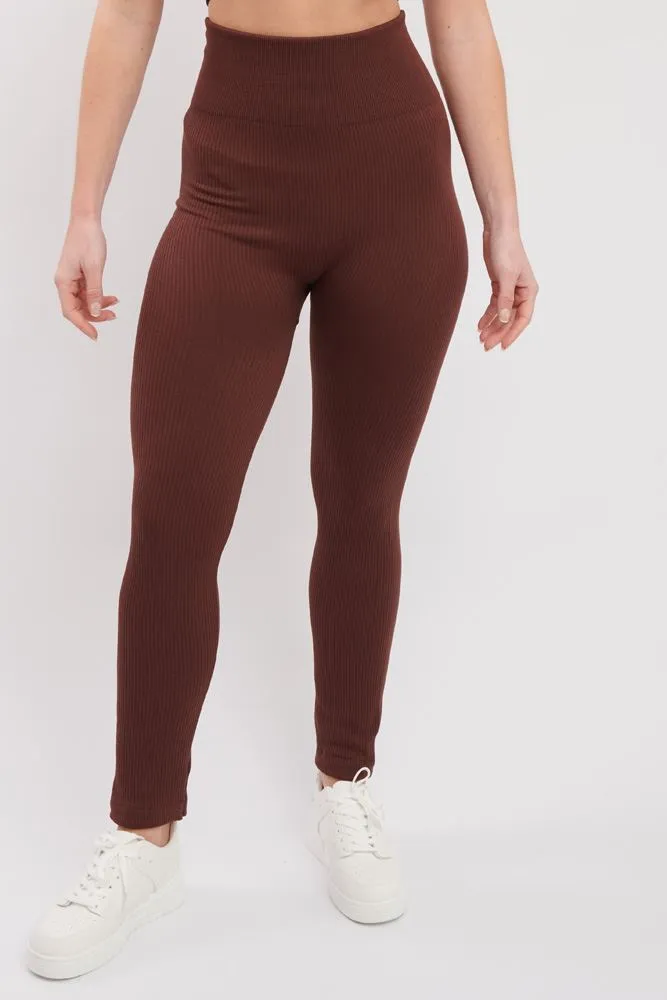 Plain Ribbed Elasticated Waistband Legging