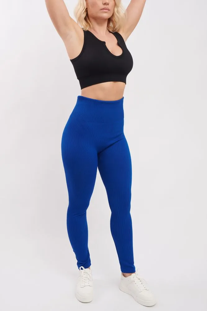 Plain Ribbed Elasticated Waistband Legging