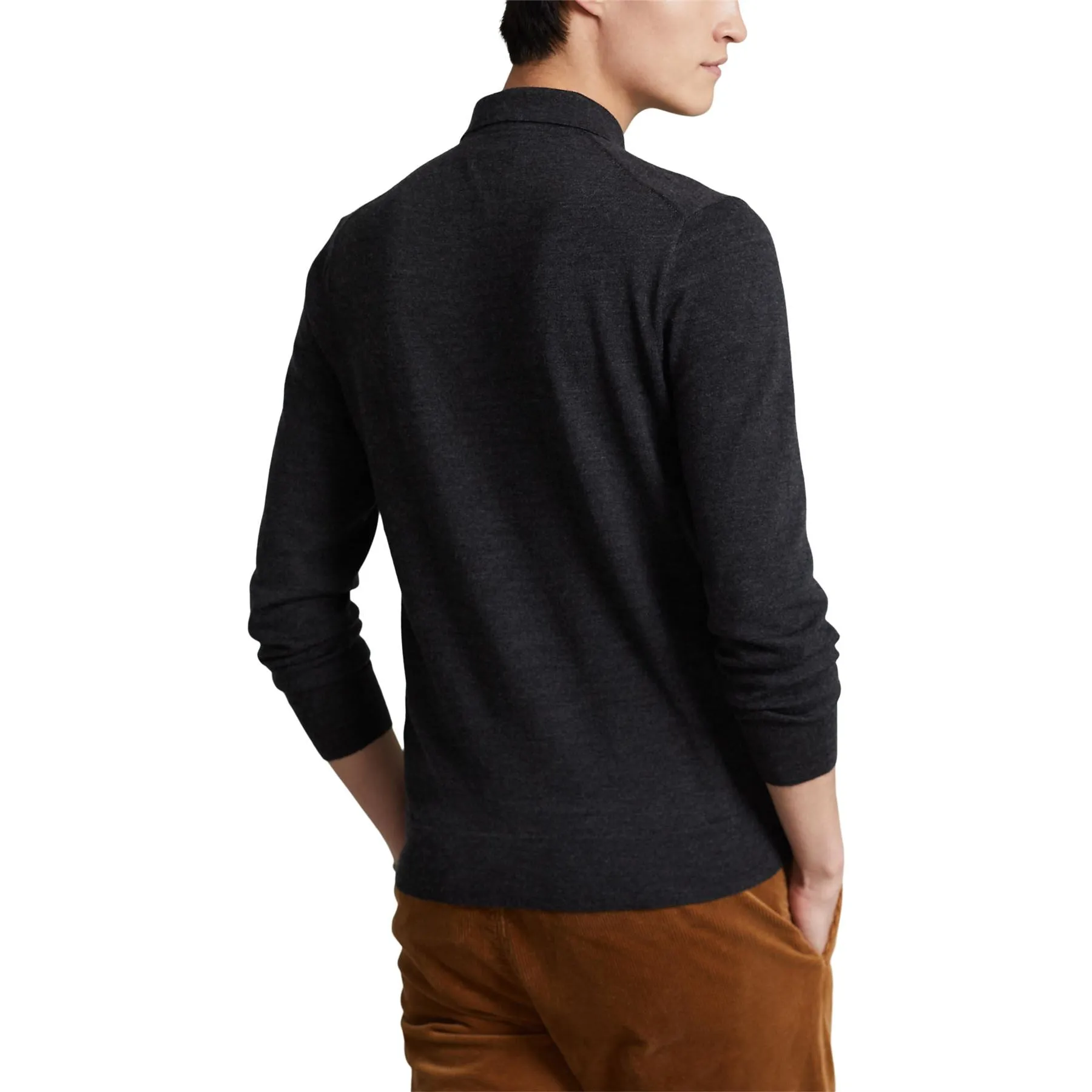 Polo Golf Wool Polo Collar Sweater Dark Granite Heather - AW23