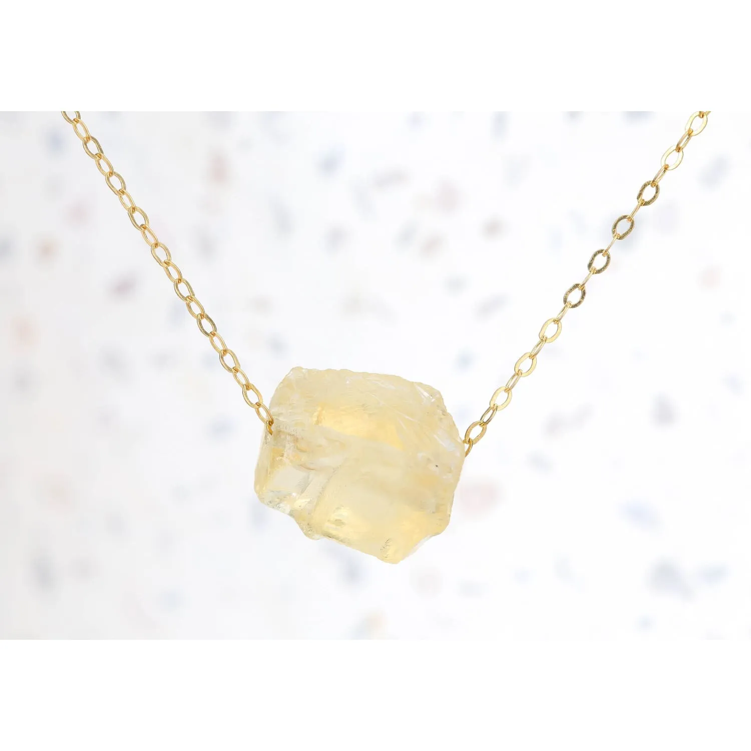 Raw Citrine Necklace, Dainty Gold Raw Birthstone Necklace, Rough Gemstone Pendant, Raw  Necklace, Raw Layered Pendant  k Whimsigoth