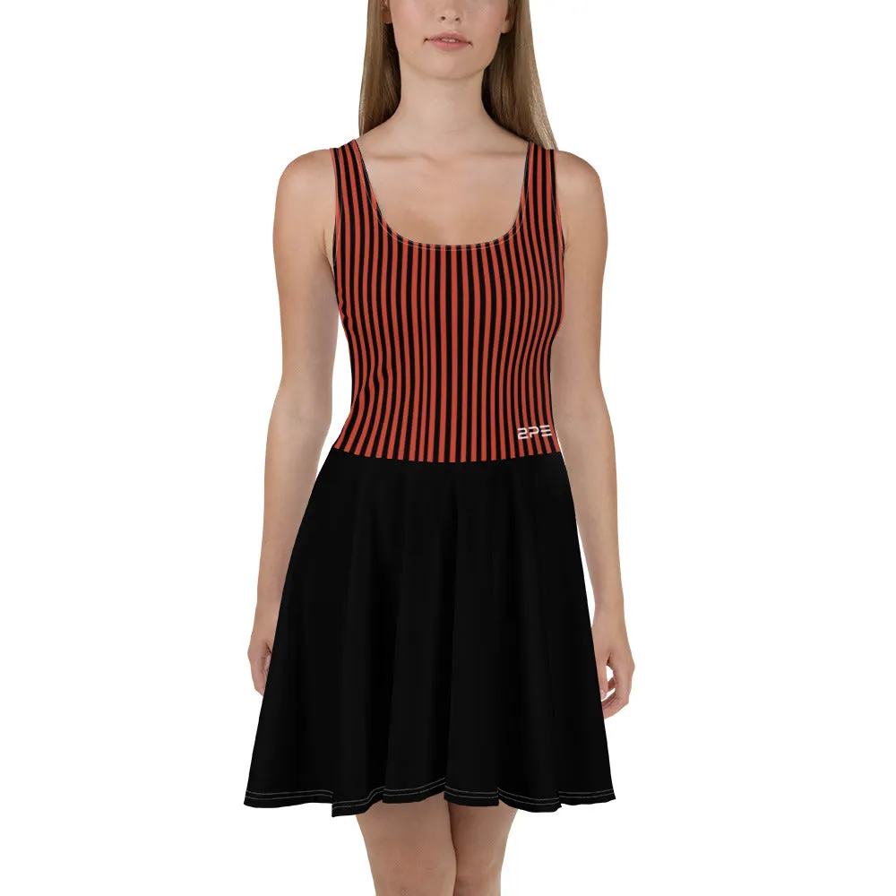 Red and Black Candy Stripes Tennis Dress