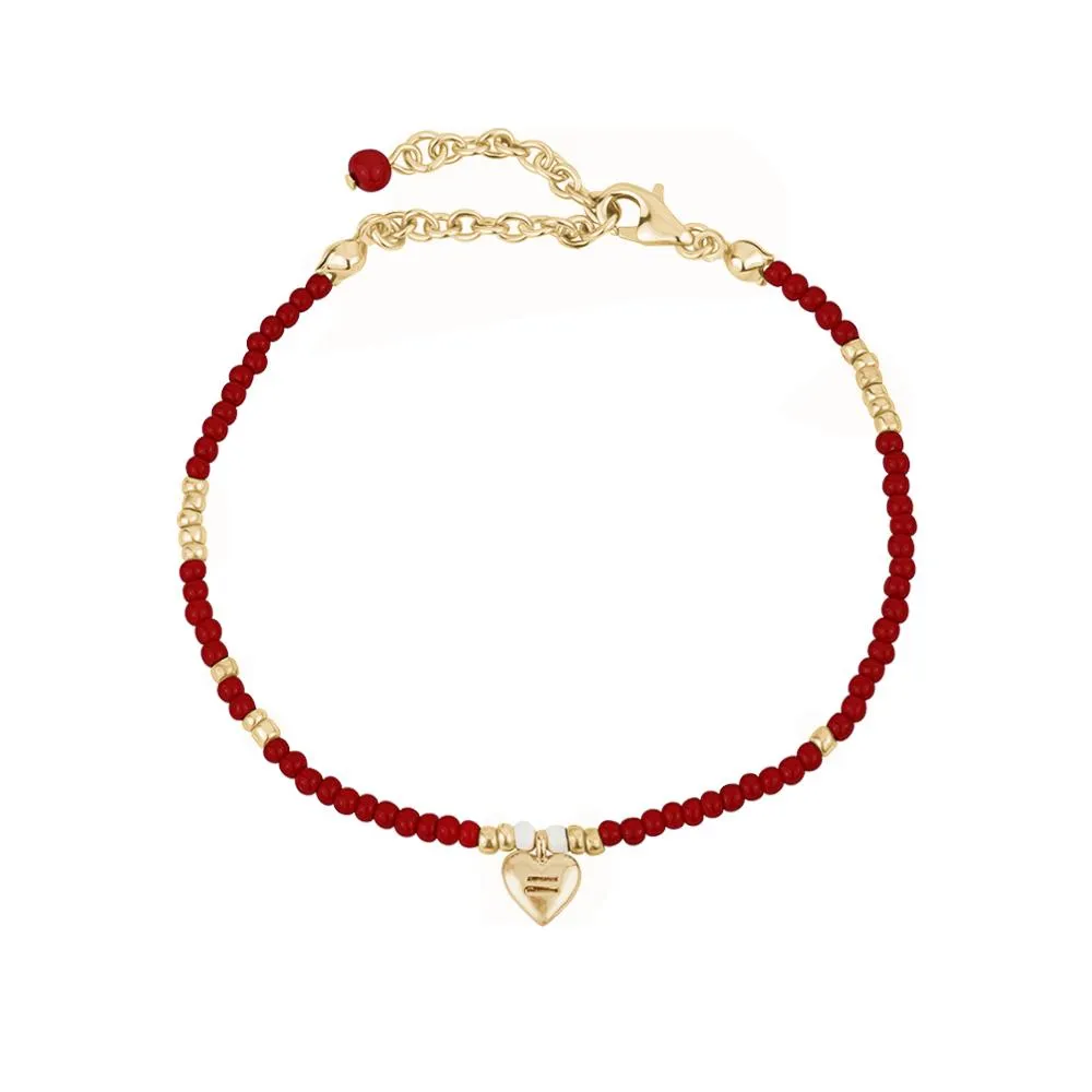 Red beaded bracelet for Gender Justice