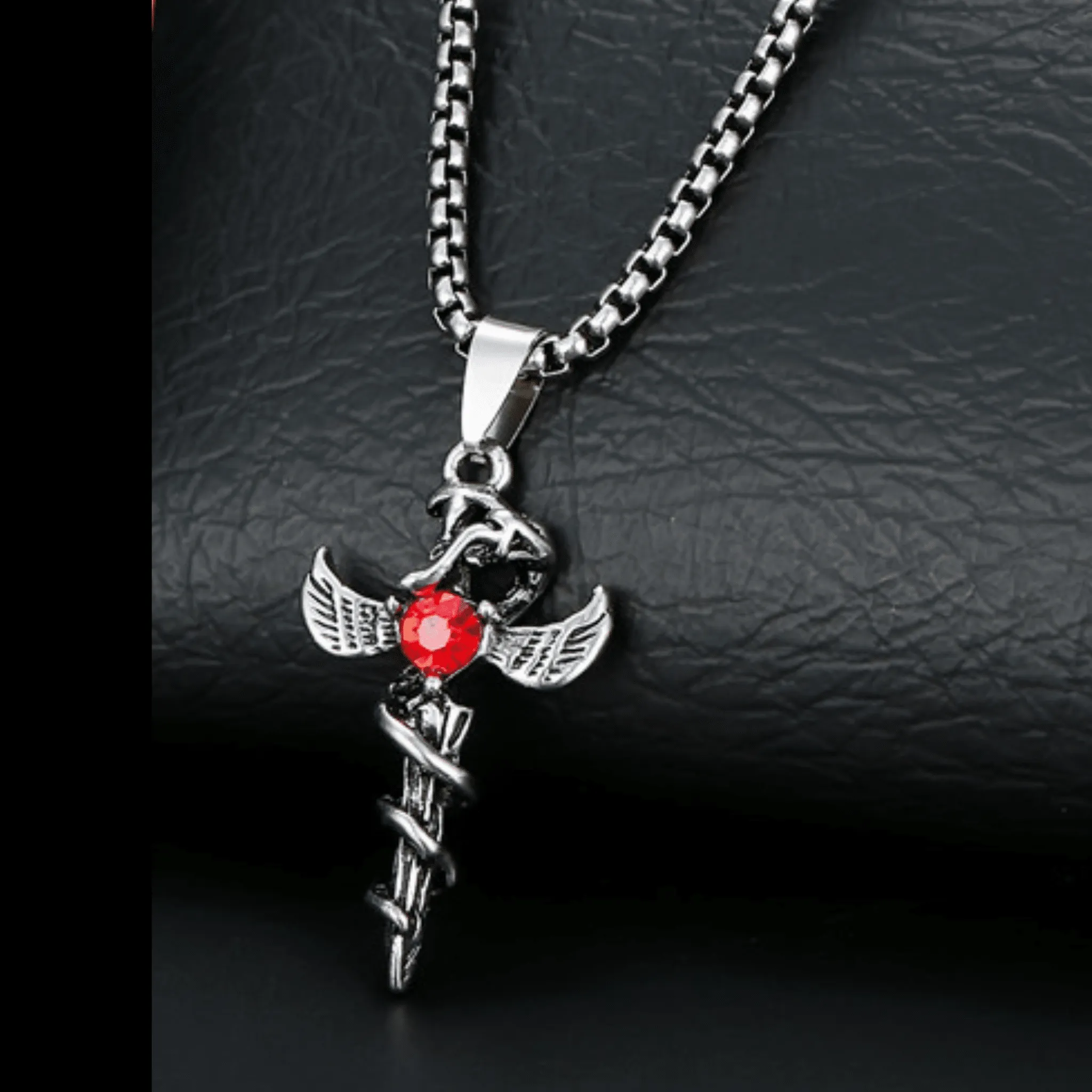 Red Crystal Embellished Cross Pendant