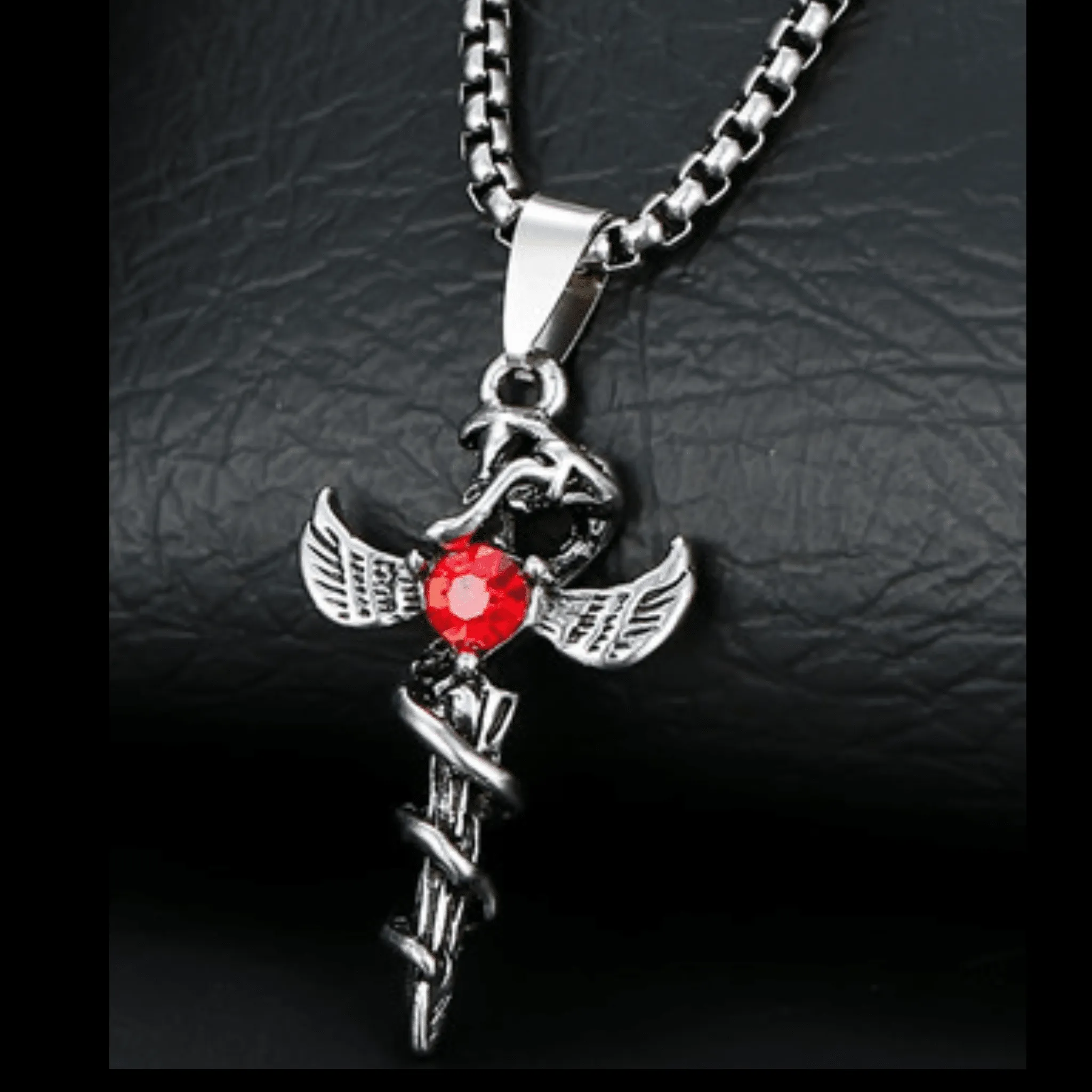 Red Crystal Embellished Cross Pendant