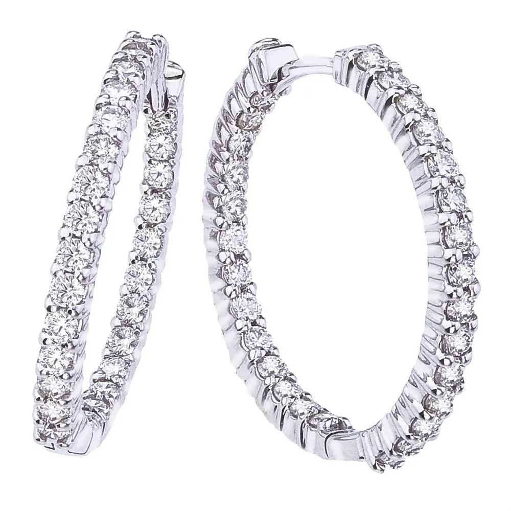 Roberto Coin 25mm Small Diamond Hoop Earrings 18K White Gold