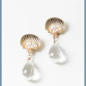 Scallop Shell Crystal Earrings