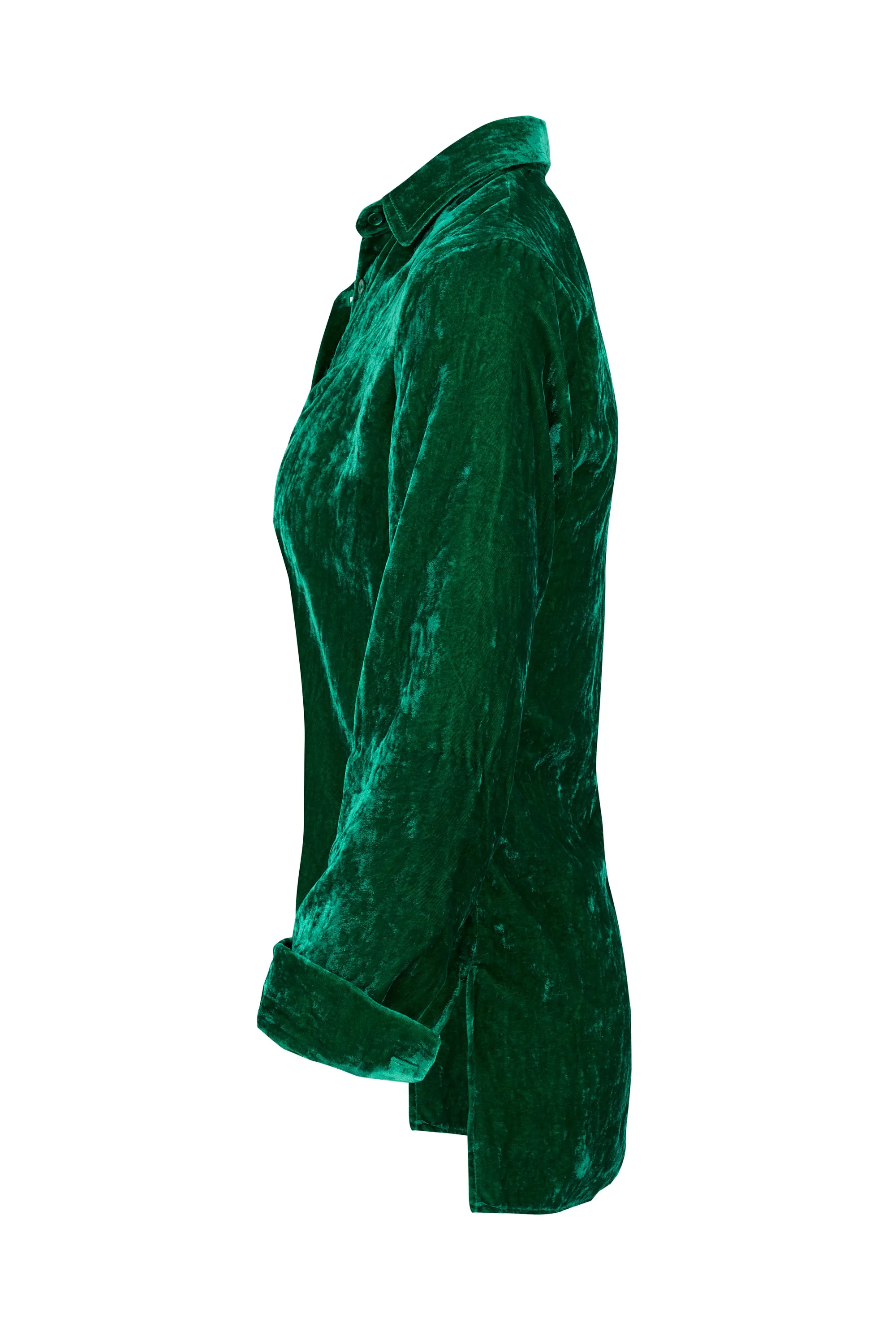 Silk Velvet Shirt In Emerald Green